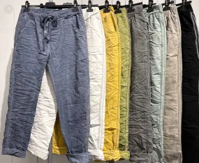 2120 - ITALIAN TIE JEAN Pants Stretchy with side Metallic trim