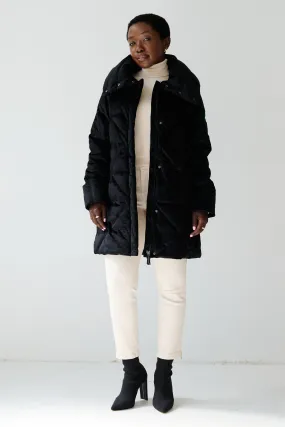Alva Vegan Down Coat | Black Velvet