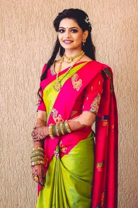 Beleaguer Parrot Soft Silk Saree With Comely Blouse Piece