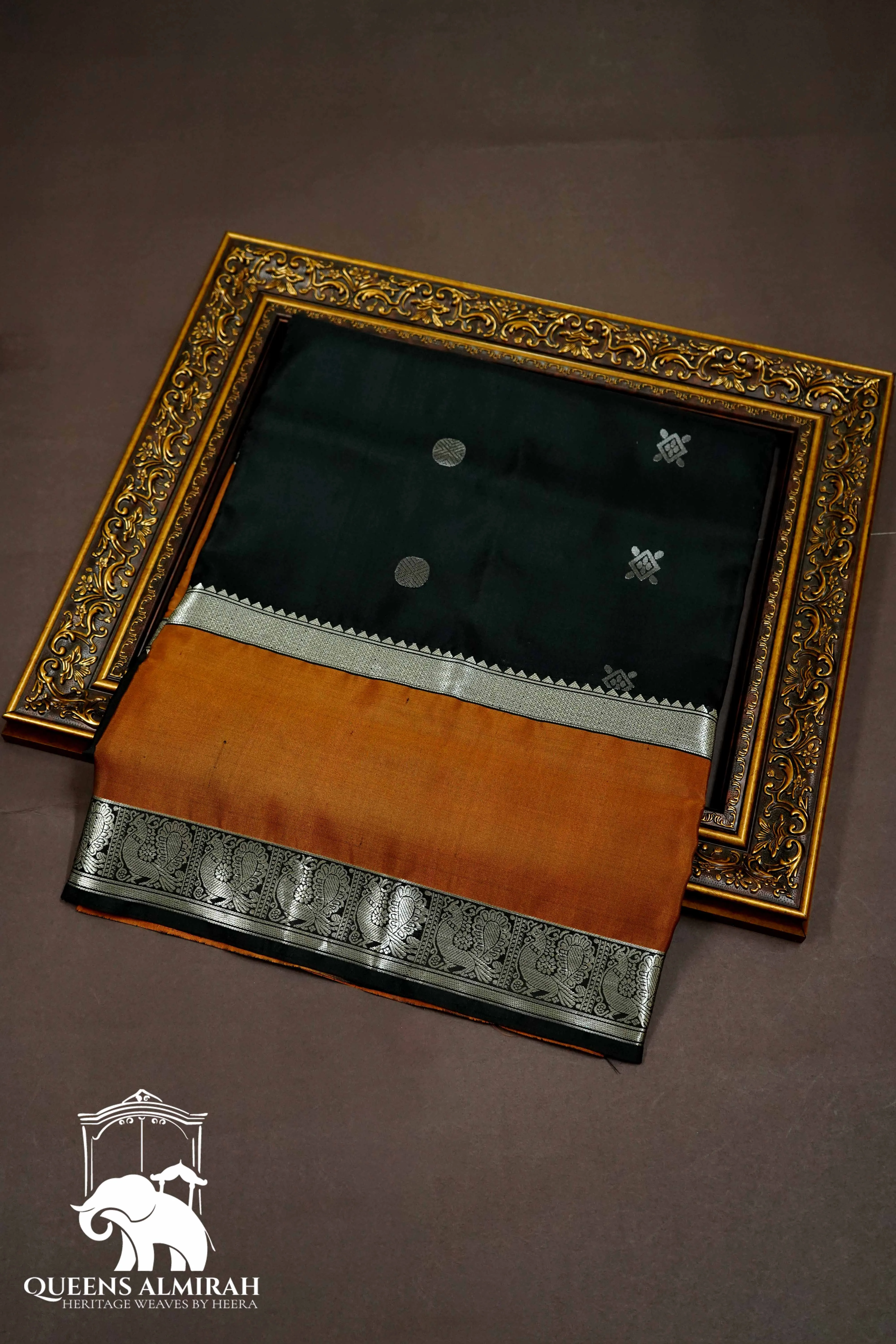 BLACK WITH ESPRESSO BROWN SOFT SILK SAREE