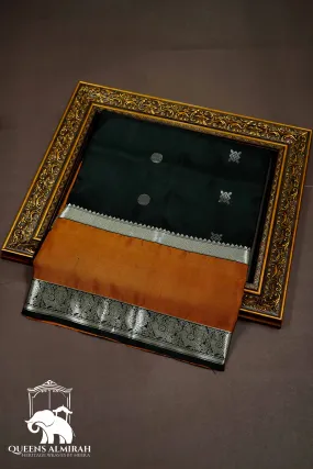 BLACK WITH ESPRESSO BROWN SOFT SILK SAREE
