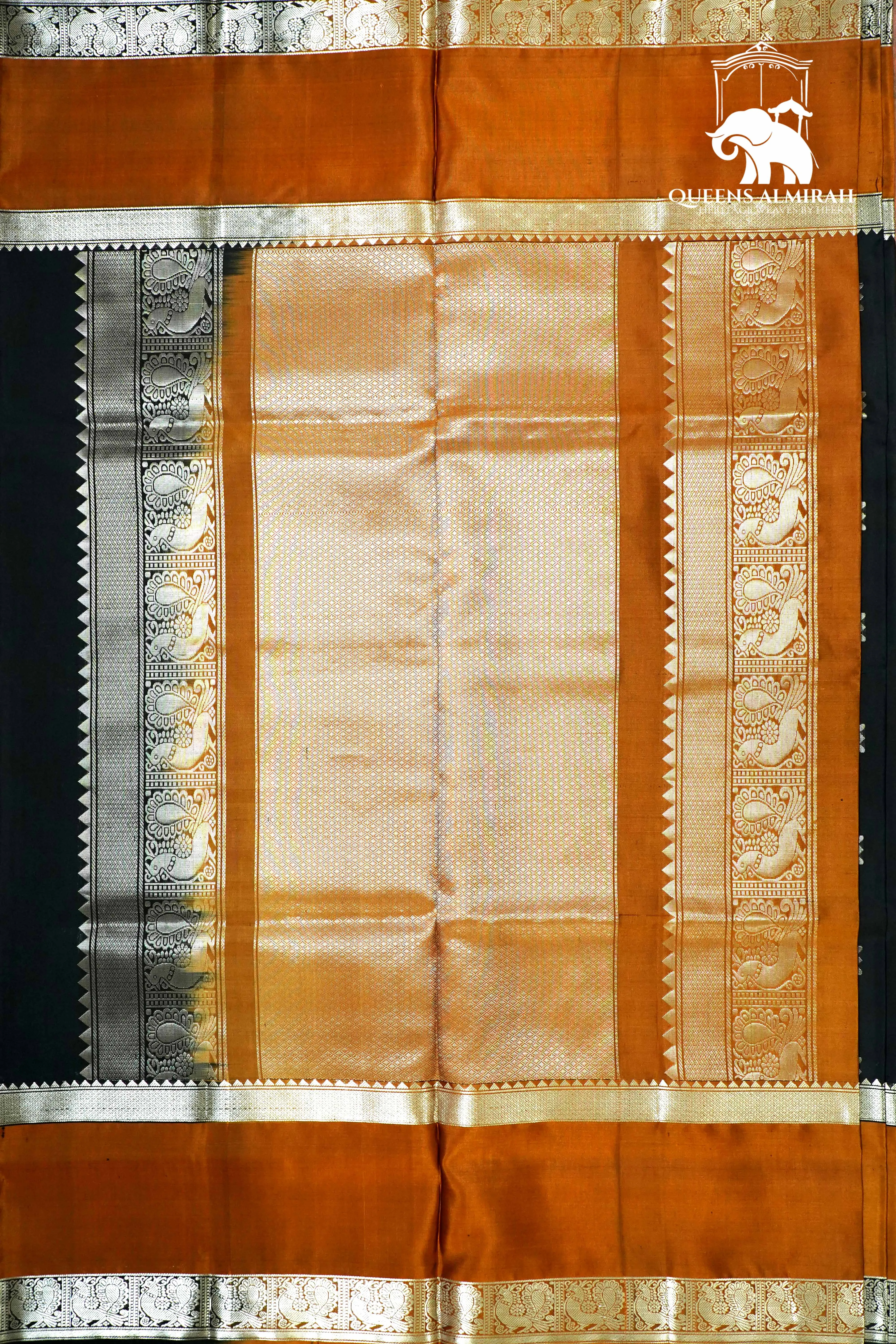BLACK WITH ESPRESSO BROWN SOFT SILK SAREE