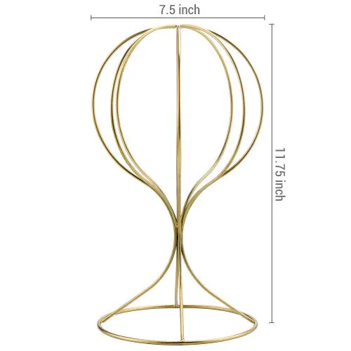 Brass Plated Metal Hat & Wig Display Stand