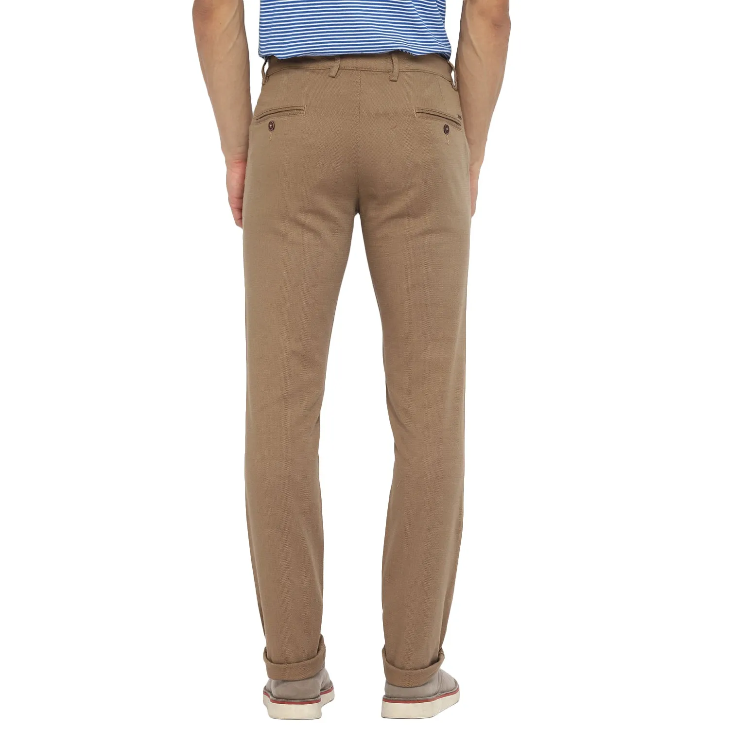 Brown Ultra Slim Fit Self Design Trouser