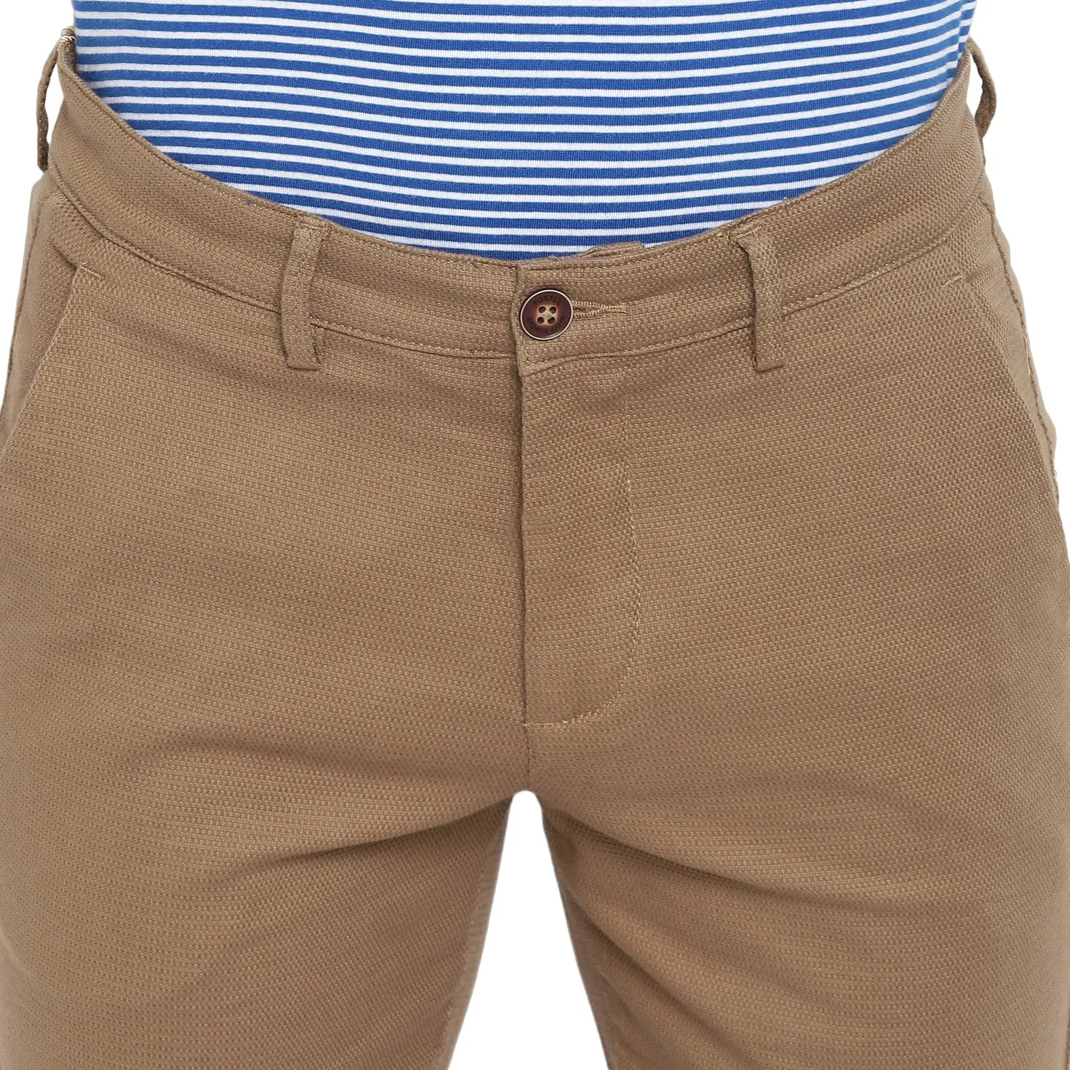 Brown Ultra Slim Fit Self Design Trouser