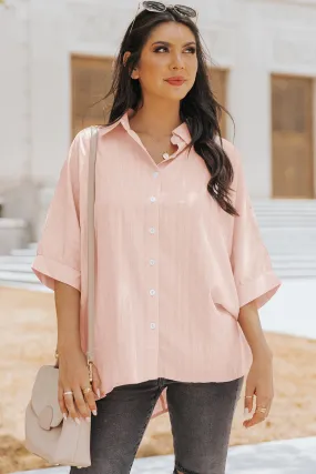 Button Front Dolman Shirt | Pink