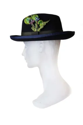 Calathea Medallion Black Pork Pie Hat