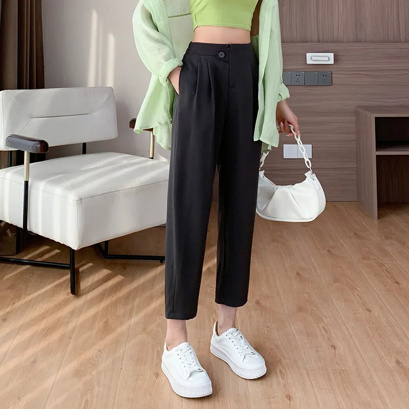 Casual Thin Cropped Ankle-Tied Suit Pants