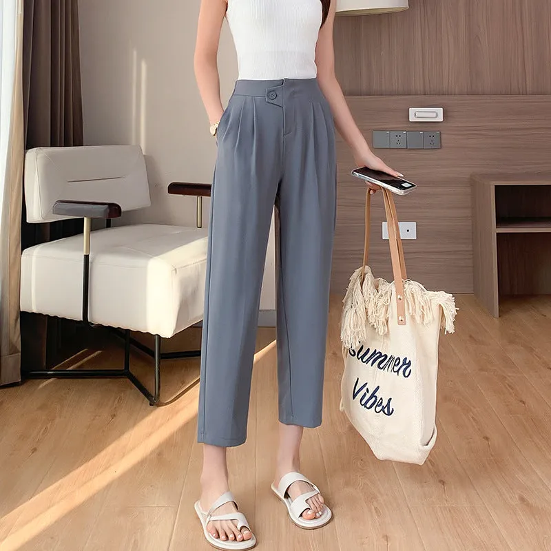 Casual Thin Cropped Ankle-Tied Suit Pants