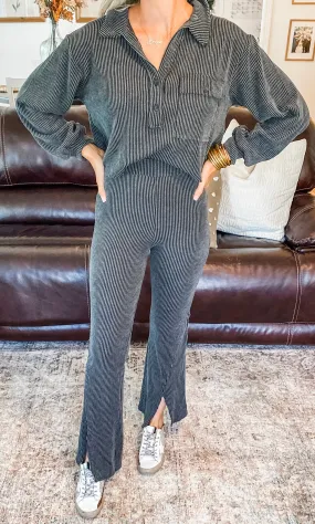 Charcoal Ribbed Pants