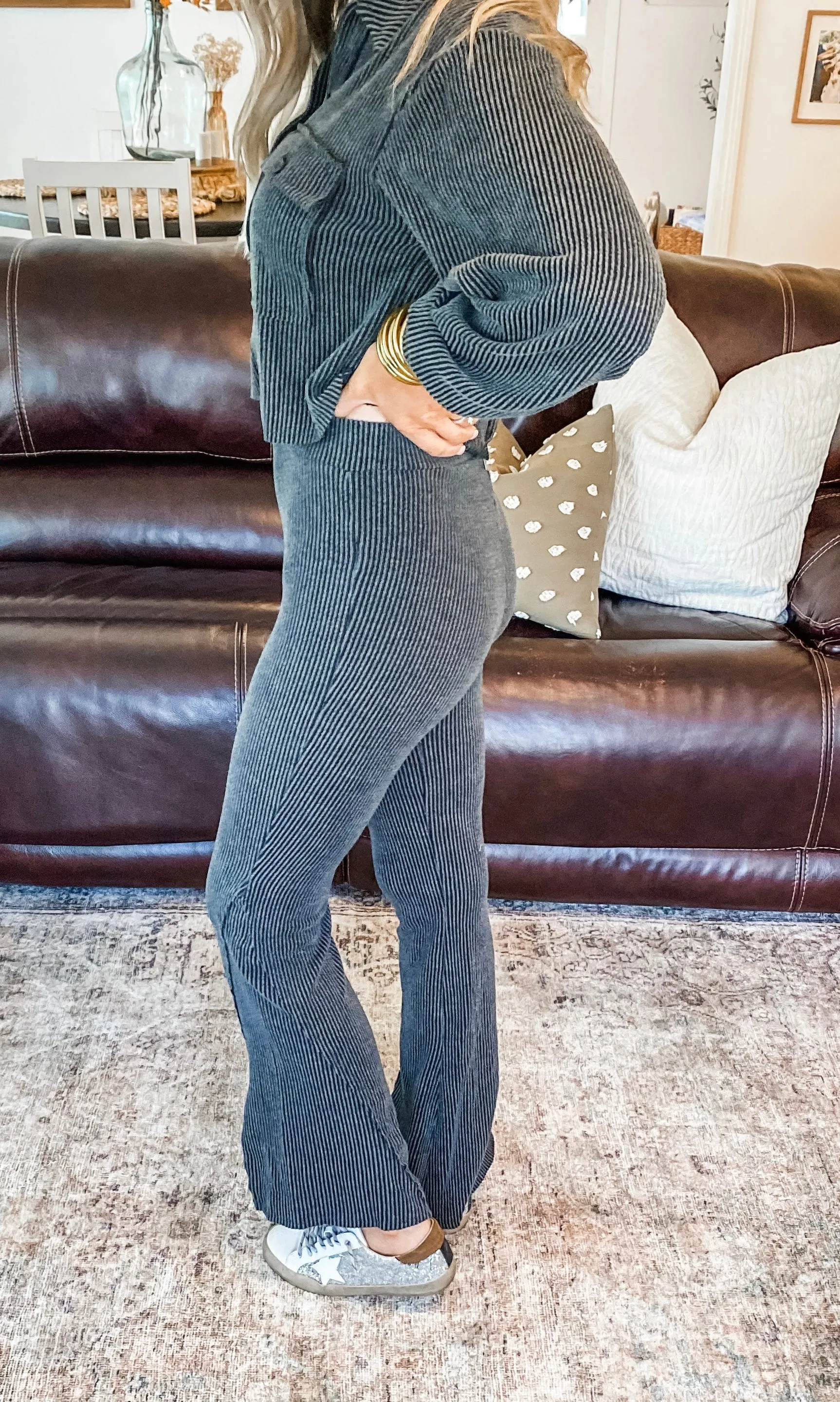 Charcoal Ribbed Pants