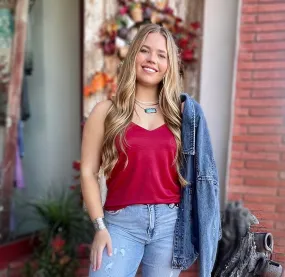 Clarice Silky Tank/Cami in Dark Cherry