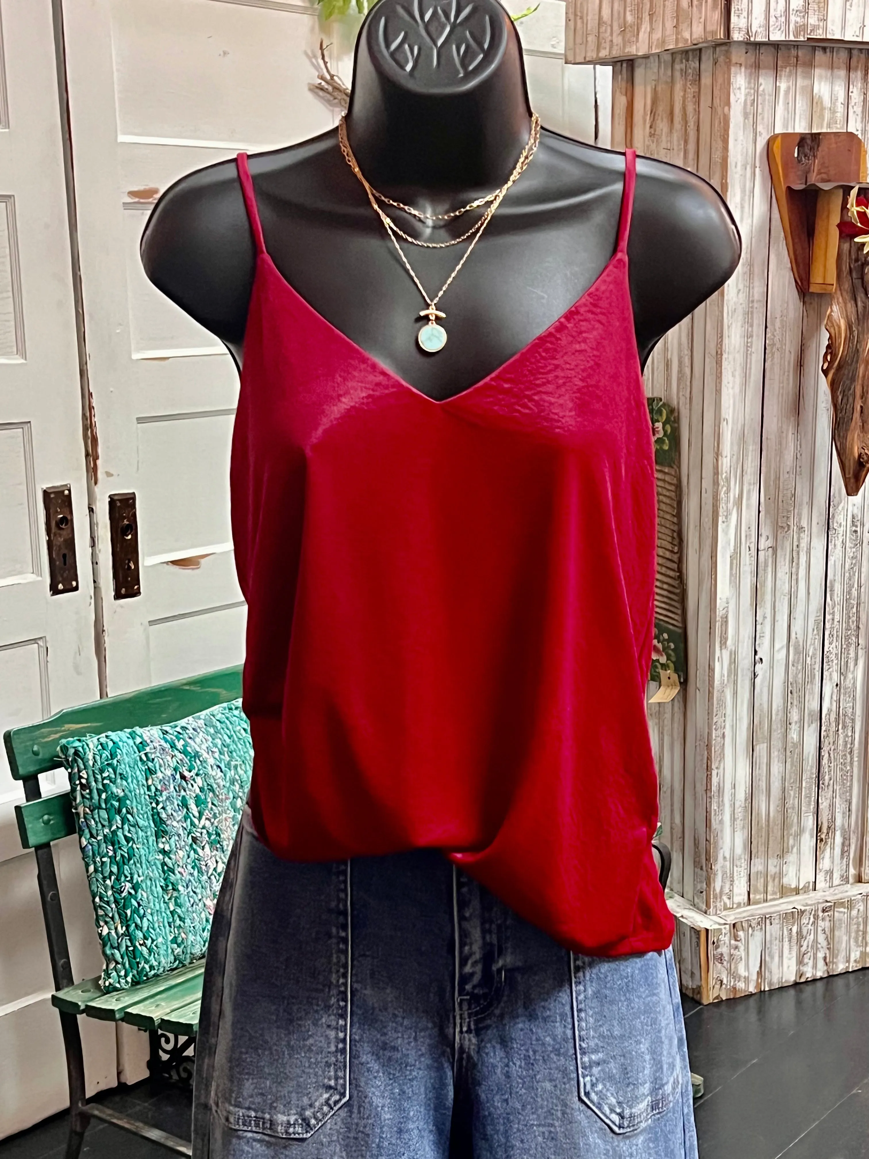 Clarice Silky Tank/Cami in Dark Cherry