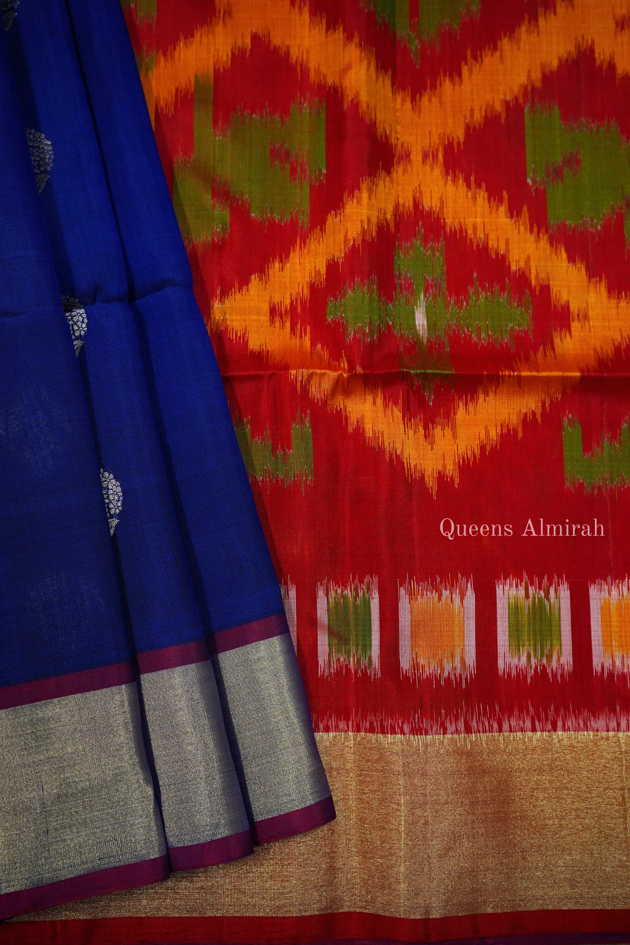 COBALT BLUE AND WINE SOFT SILK SAREE