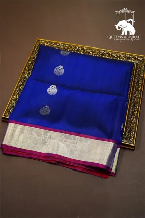 COBALT BLUE AND WINE SOFT SILK SAREE