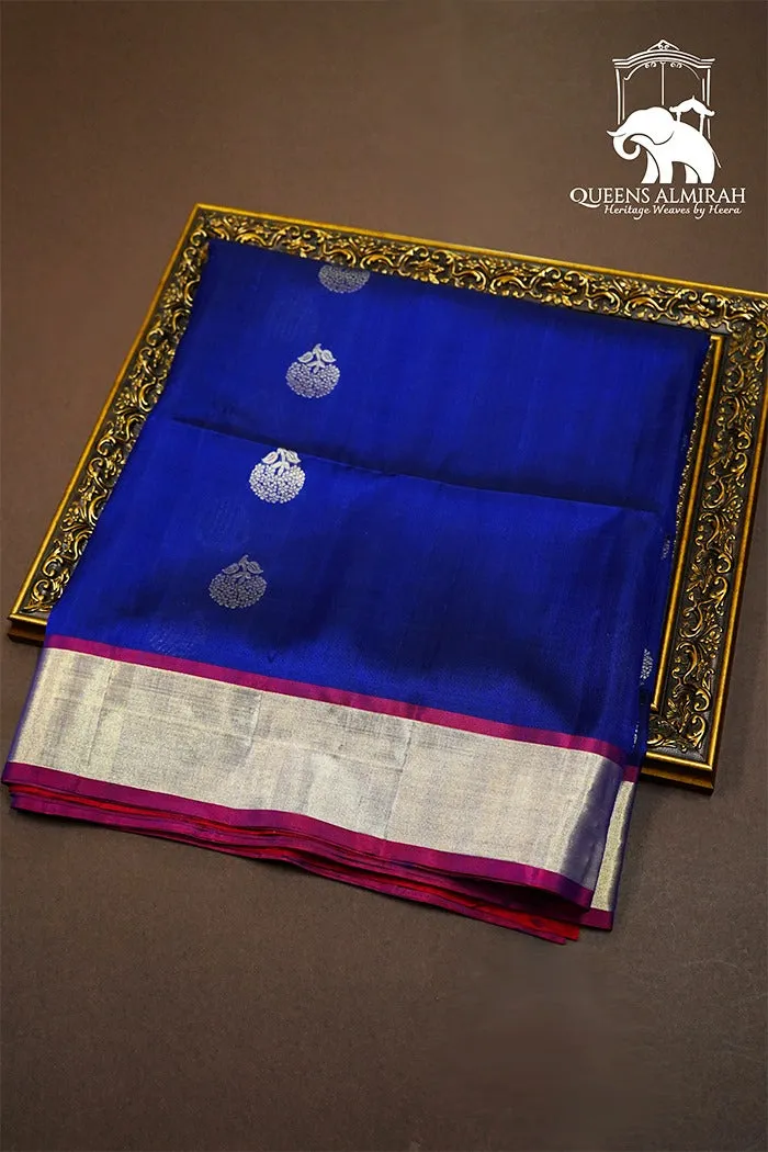 COBALT BLUE AND WINE SOFT SILK SAREE
