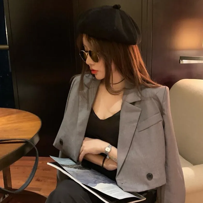 Cropped Blazer With Buttons