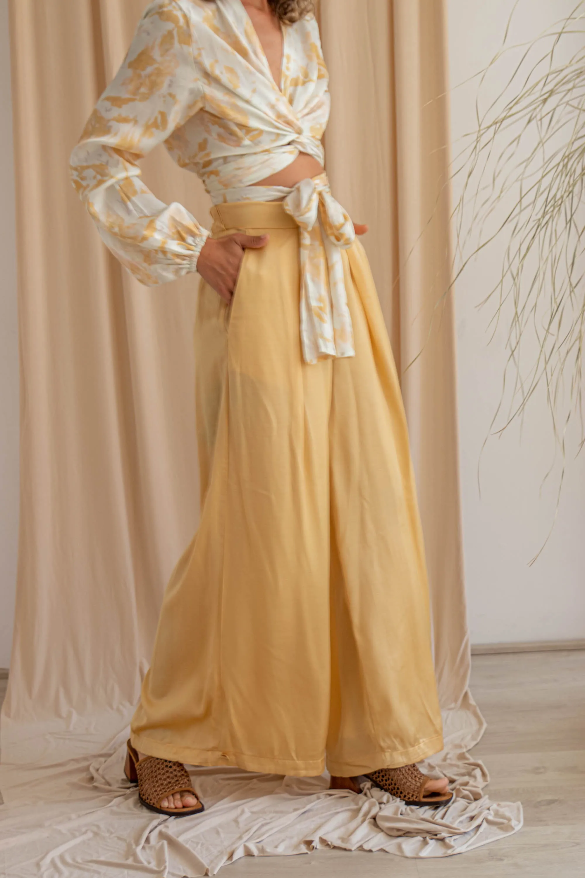 ecovero wide pants - vanilla