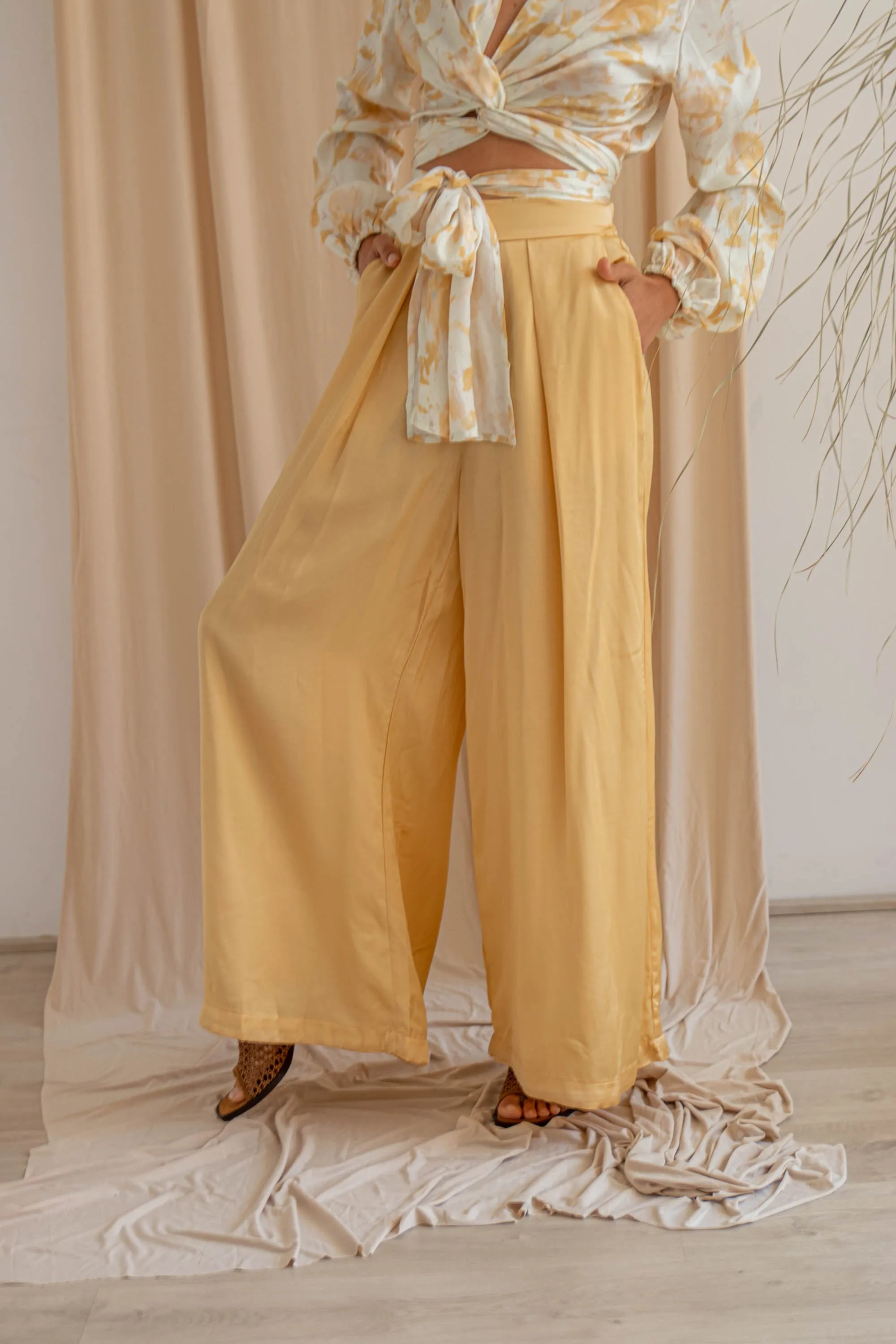 ecovero wide pants - vanilla