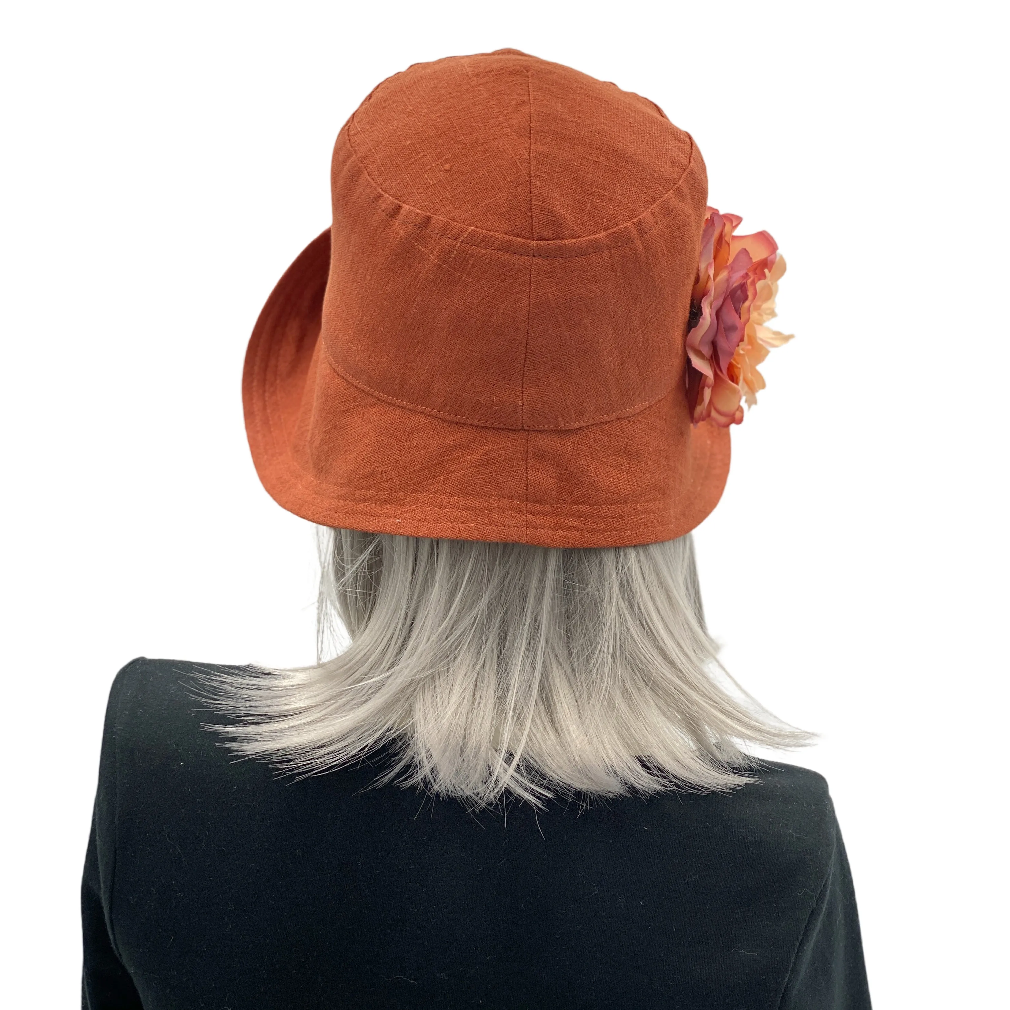 Elegant Women's Cloche Hat in Cinnamon Linen | The Eleanor