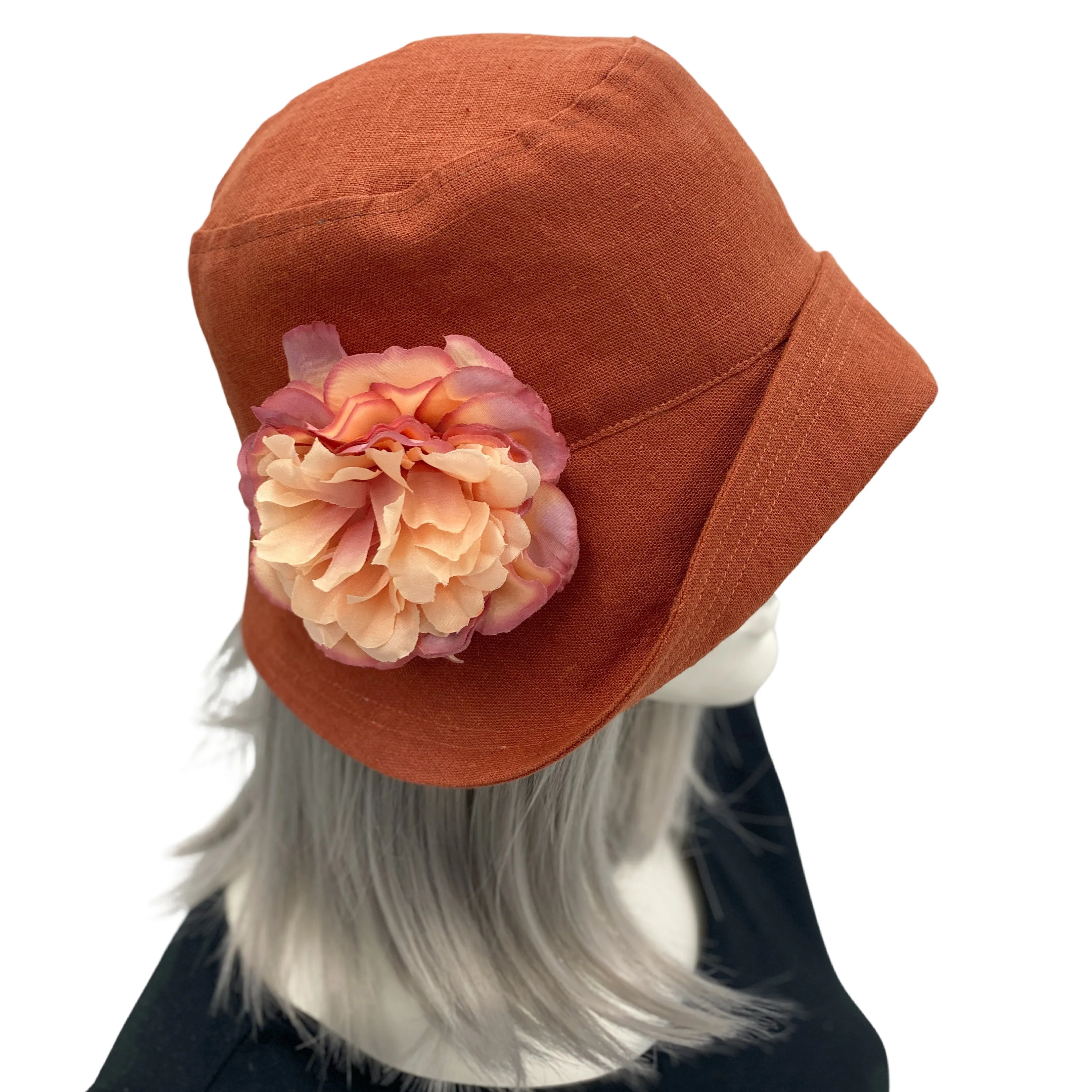 Elegant Women's Cloche Hat in Cinnamon Linen | The Eleanor