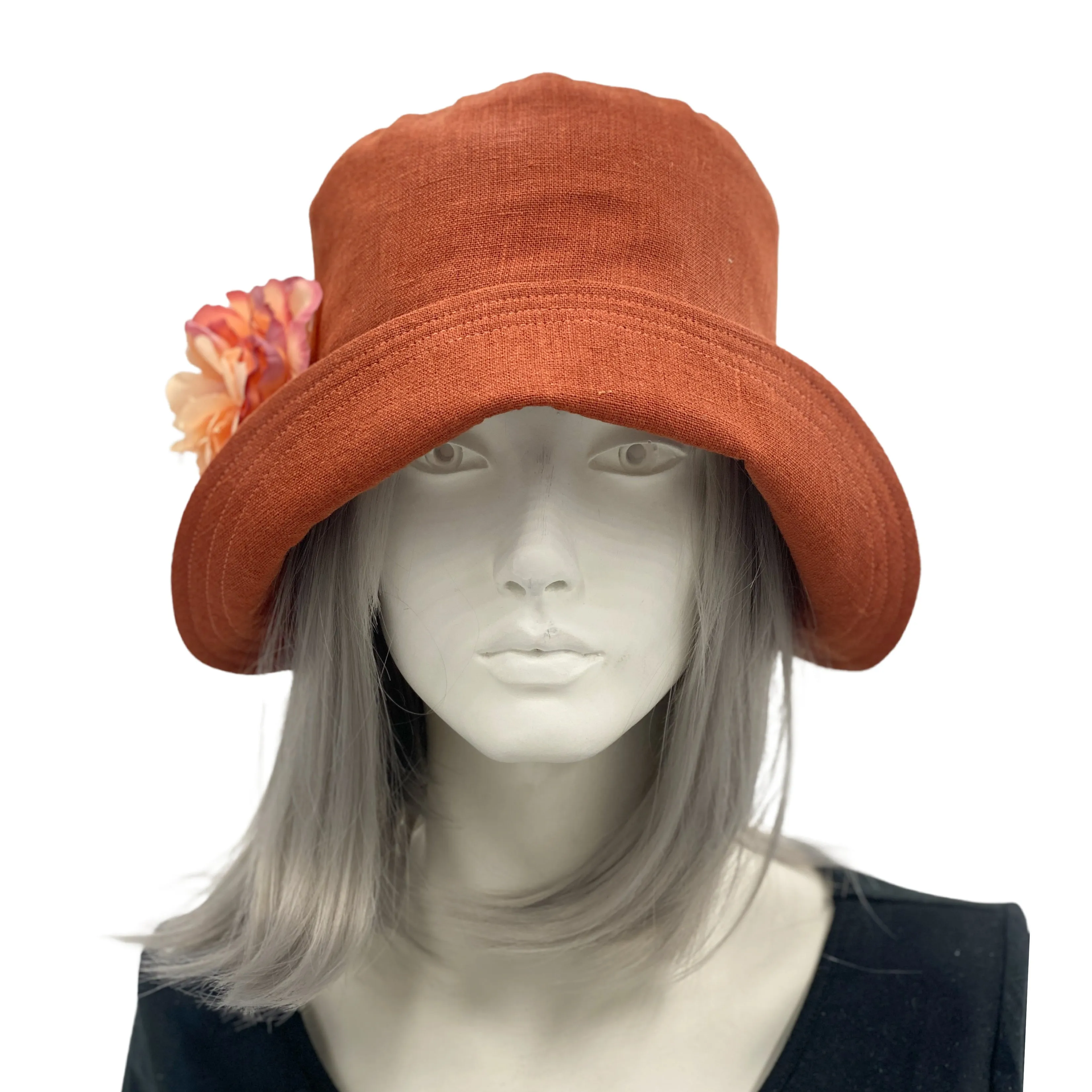 Elegant Women's Cloche Hat in Cinnamon Linen | The Eleanor