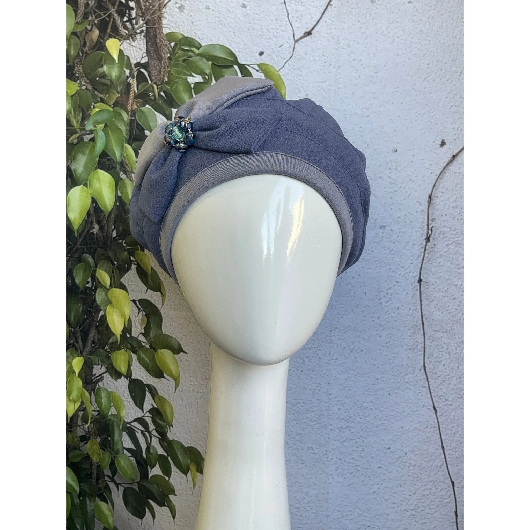 Embellished Hat - Size #1 Faux Jeans Blue