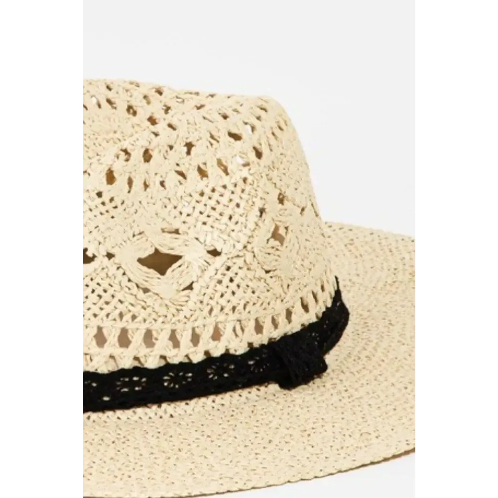 Fame Openwork Lace Detail Wide Brim Hat for Luxury Fashion Enthusiasts