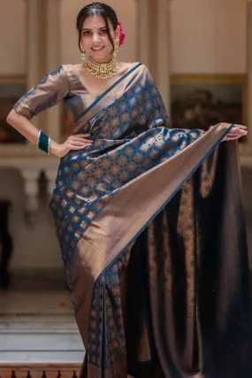Fantabulous Blue Soft Silk Saree With Exemplary Blouse Piece