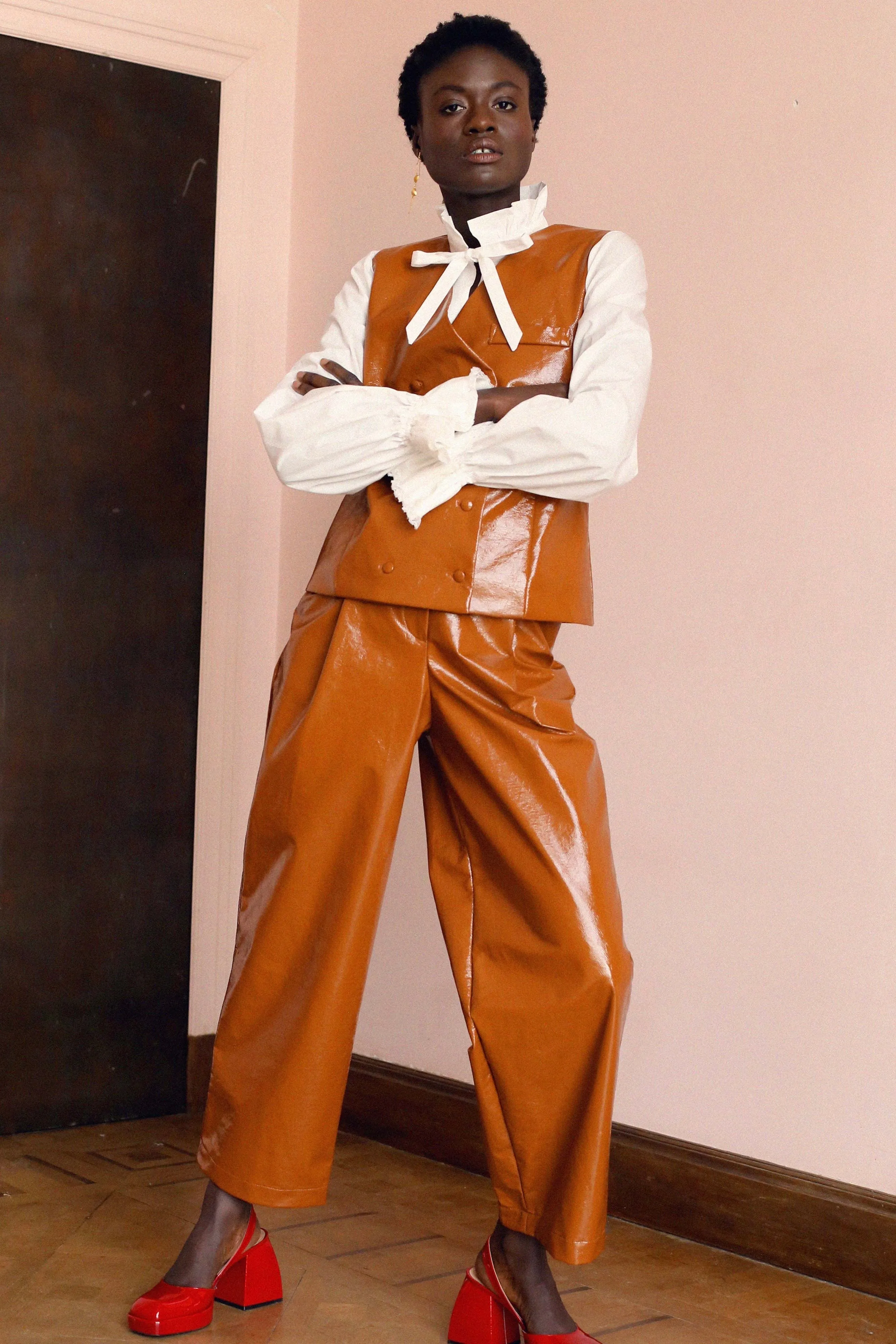 Fête Impériale - Gilbert Vinyl Pants: Camel