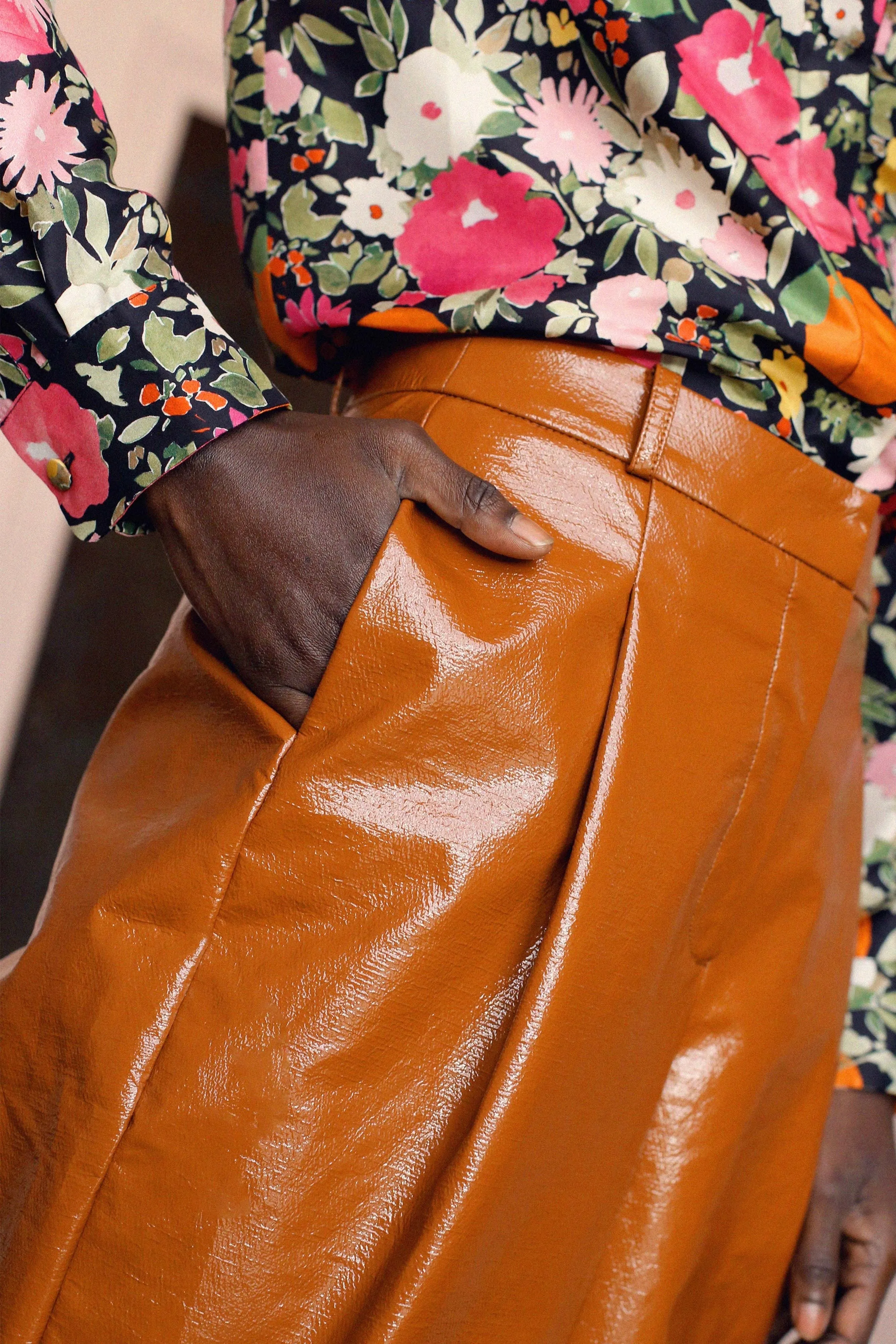 Fête Impériale - Gilbert Vinyl Pants: Camel
