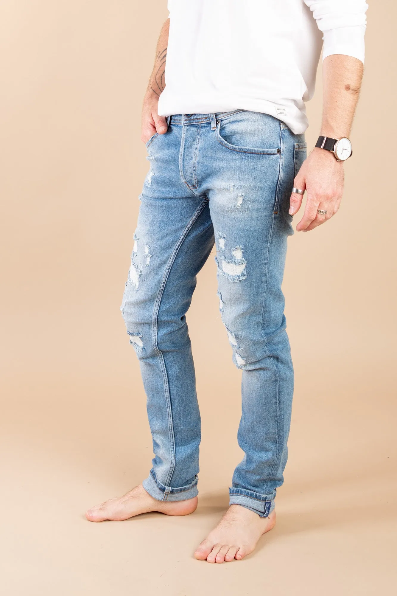Integral Slim Fit Jeans - Distressed Blue