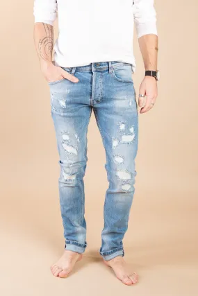 Integral Slim Fit Jeans - Distressed Blue