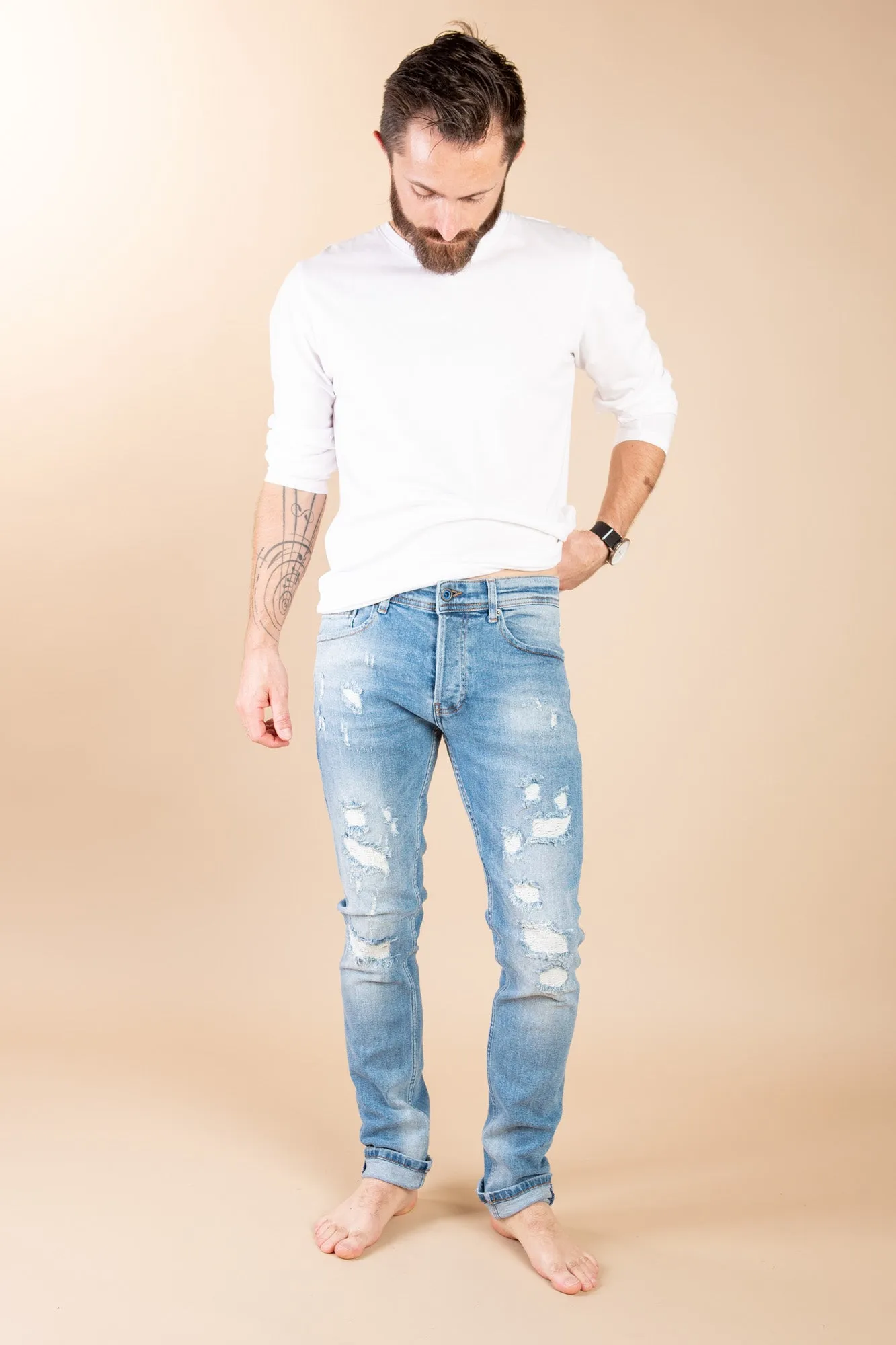 Integral Slim Fit Jeans - Distressed Blue