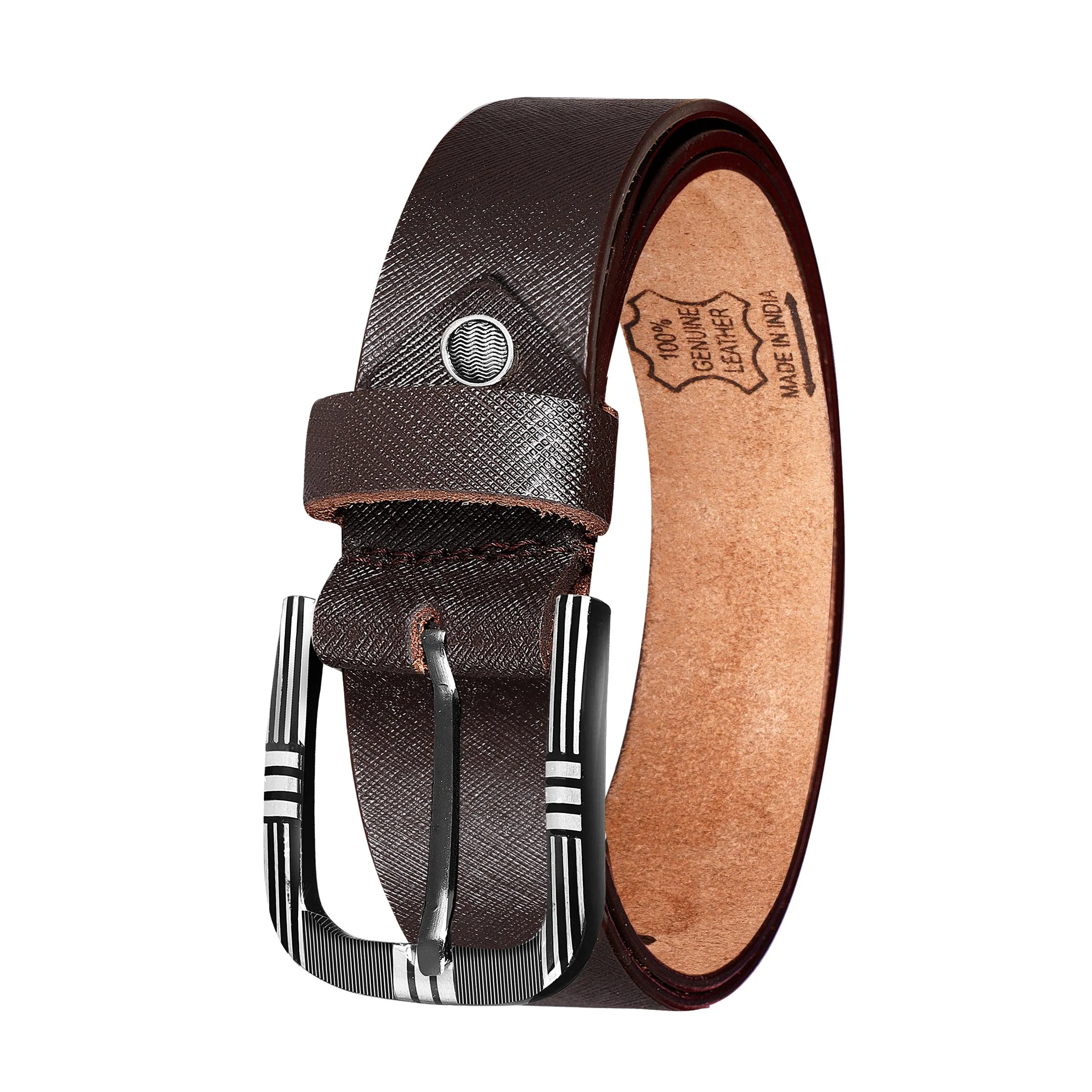Jaxer Brown Textured Leather Belt for Men - JXBLT108