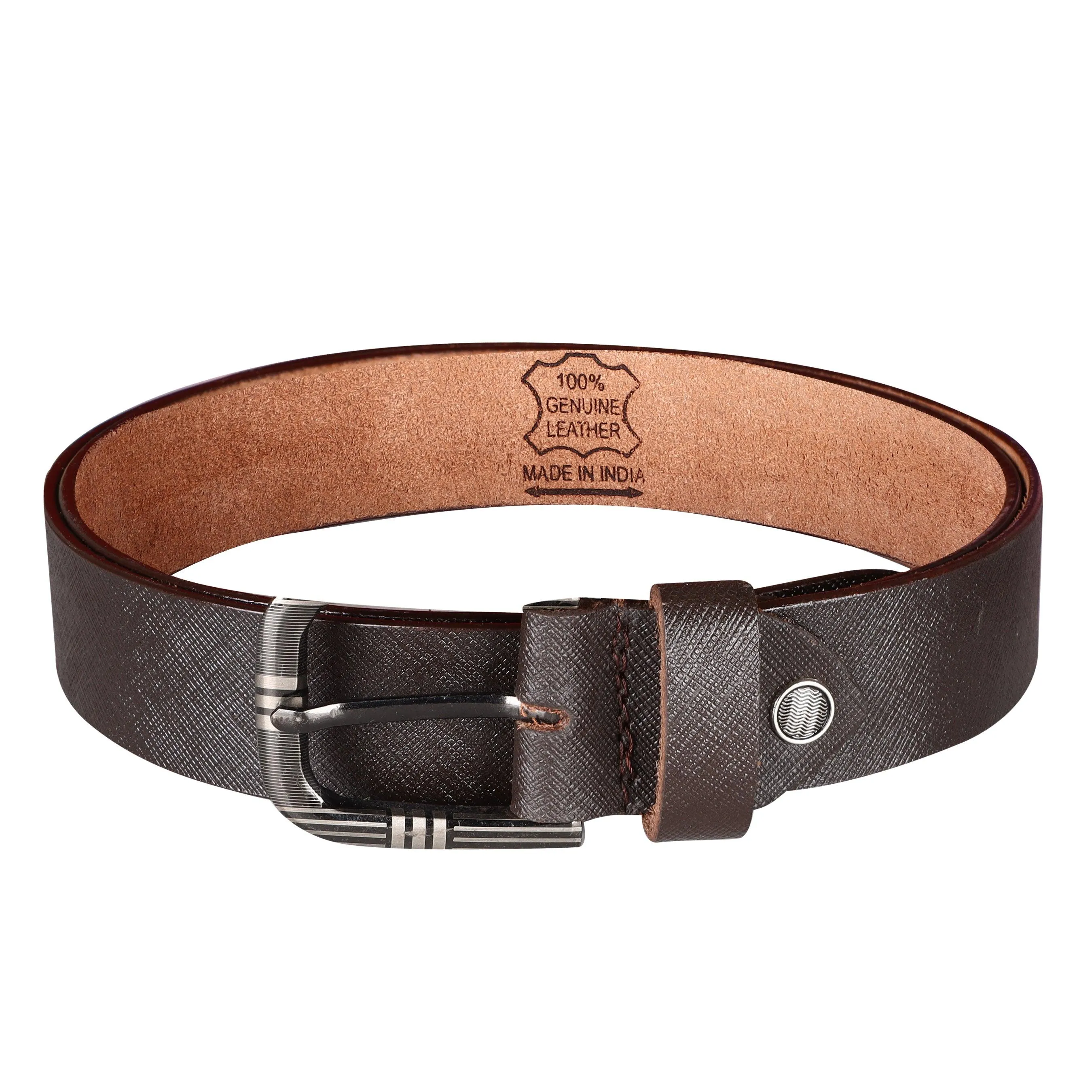 Jaxer Brown Textured Leather Belt for Men - JXBLT108