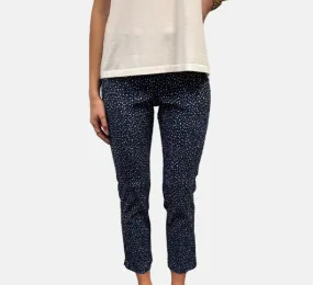 J'envie - Morano Jacquard Dot Pull on Pants in Navy and White