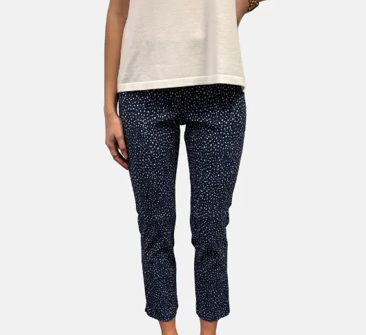 J'envie - Morano Jacquard Dot Pull on Pants in Navy and White