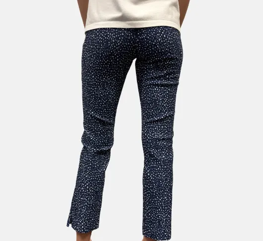 J'envie - Morano Jacquard Dot Pull on Pants in Navy and White