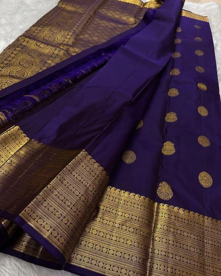 Jubilant Navy Blue Soft Silk Saree With Imaginative Blouse Piece