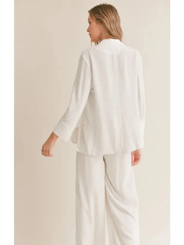 Linen Blend Blazer in White