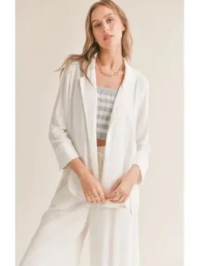 Linen Blend Blazer in White