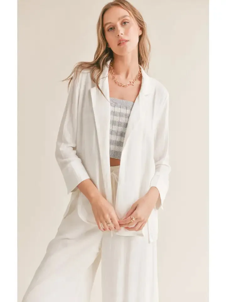 Linen Blend Blazer in White