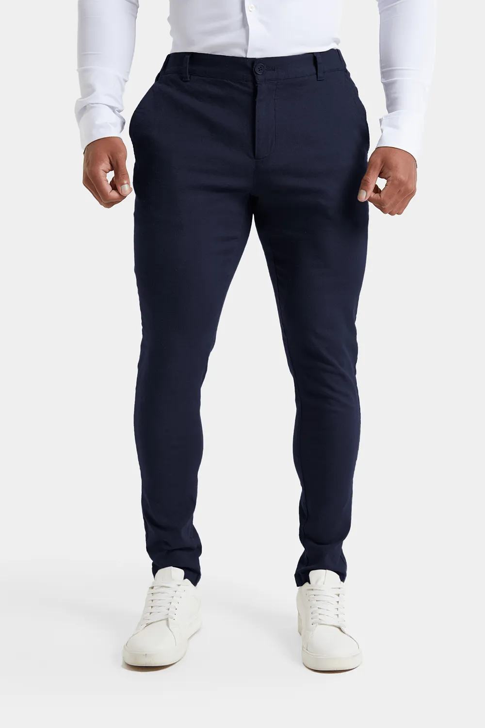 Linen-blend Trousers in Navy
