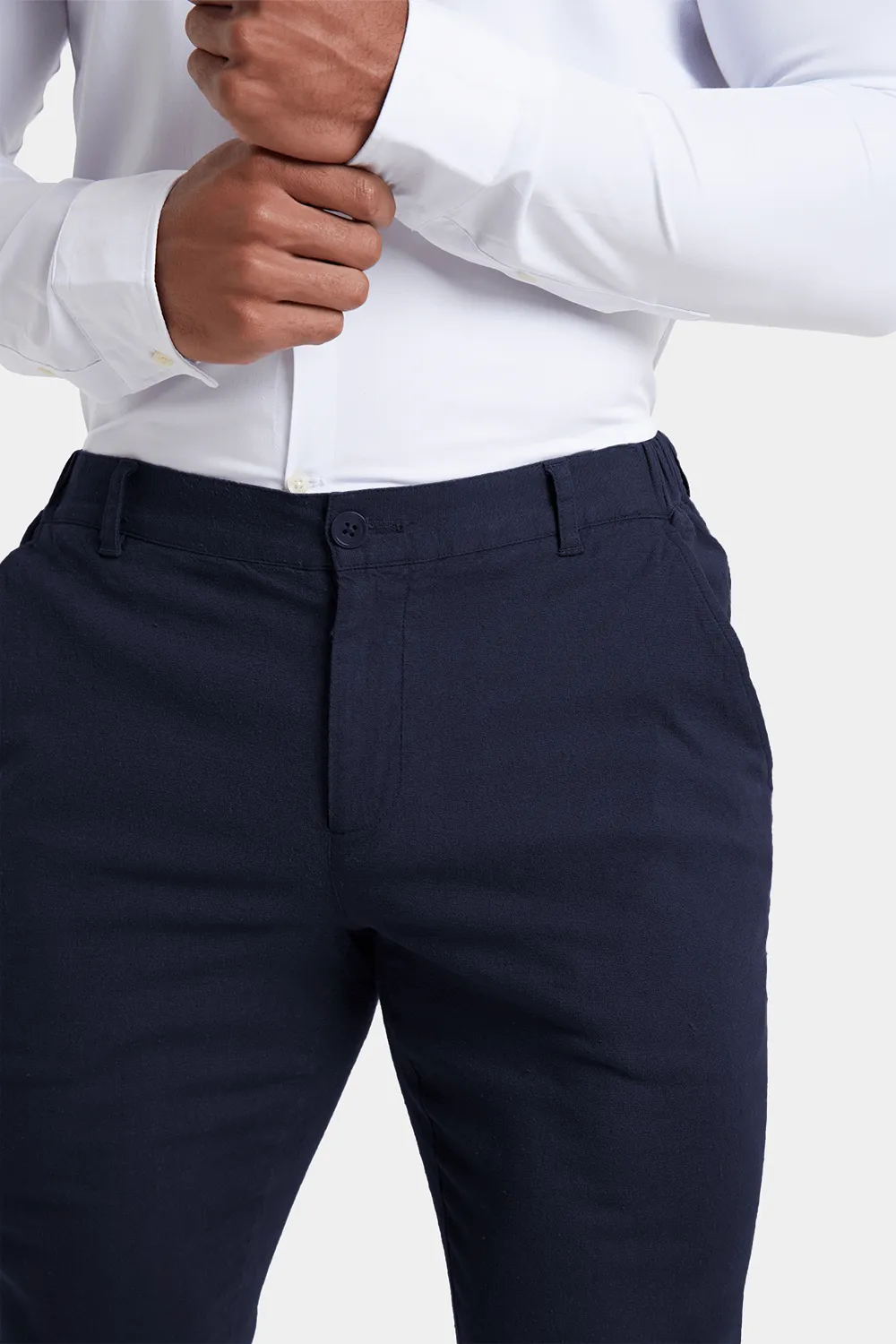 Linen-blend Trousers in Navy