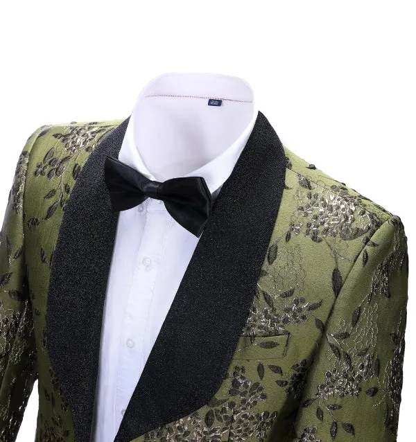 Men's Casual Patterned Shawl Lapel Blazer