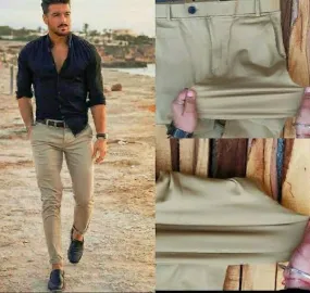 Men's Lycra Solid Casual Trouser
