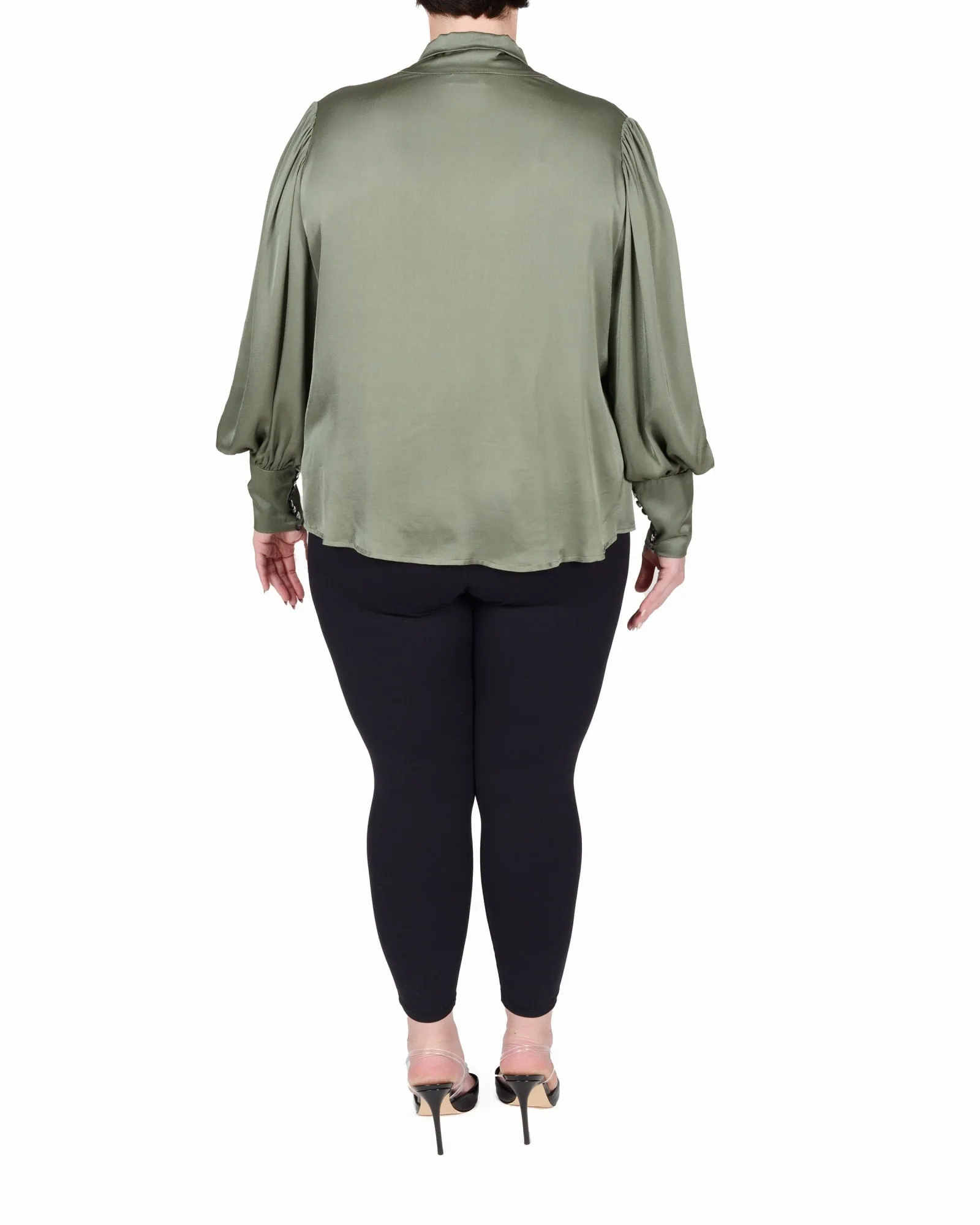 Mia Scarf Neck Blouse | Olive