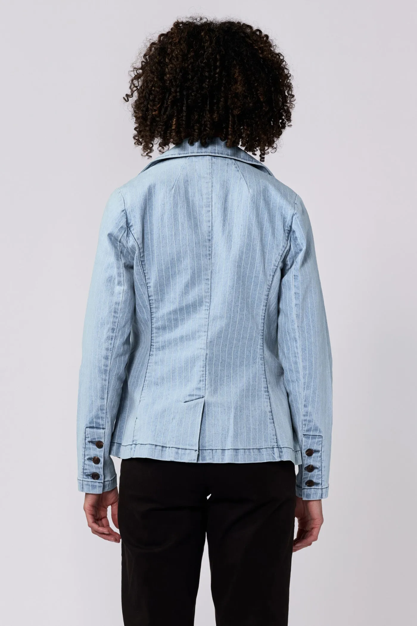 MINAH LONG SLEEVE BLAZER DENIM STRIPE