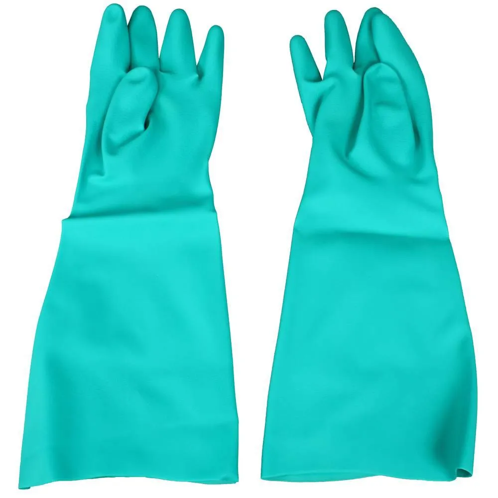 Nitrile Long-Sleeve Heavy Weight Unlined Gloves, Medium, Green
